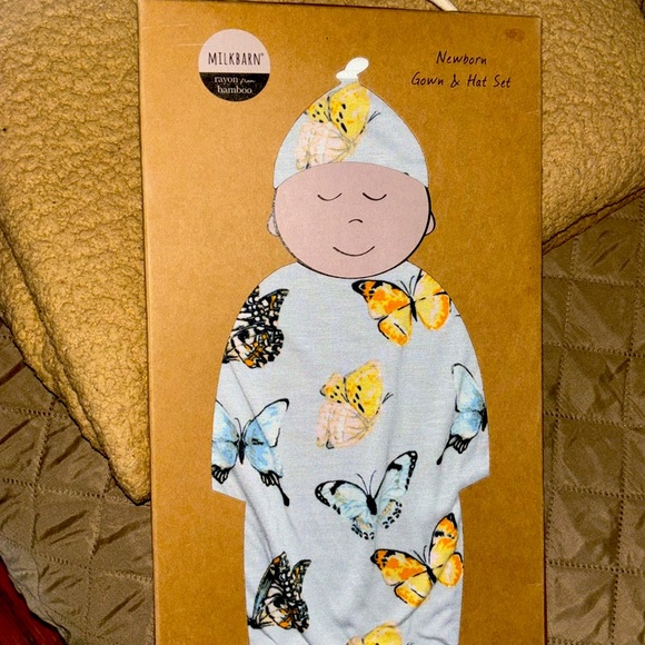 Milkbarn Other - NWT Milkbarn newborn girl hat & sleeper bamboo - exile international butterflies